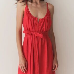 Doen NEVITA LINEN DRESS -- SCARLET